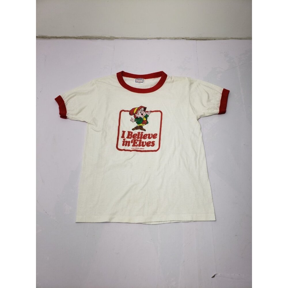 Vintage 1983 Keebler Elf Ringer T Shirt Large 42-44 USA I Believe In Elves
